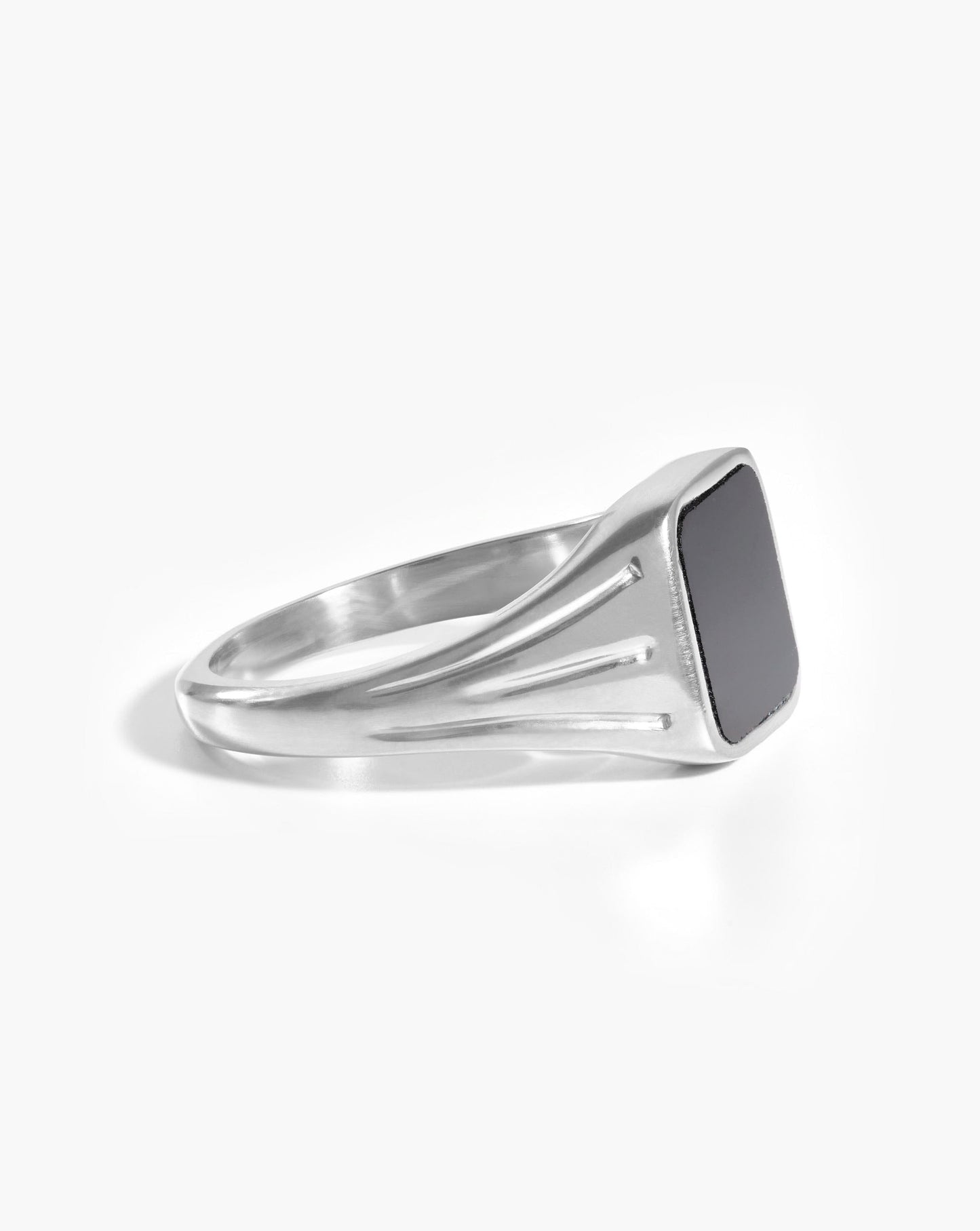 Lucy Williams Square Signet Ring | Sterling Silver/Black Onyx