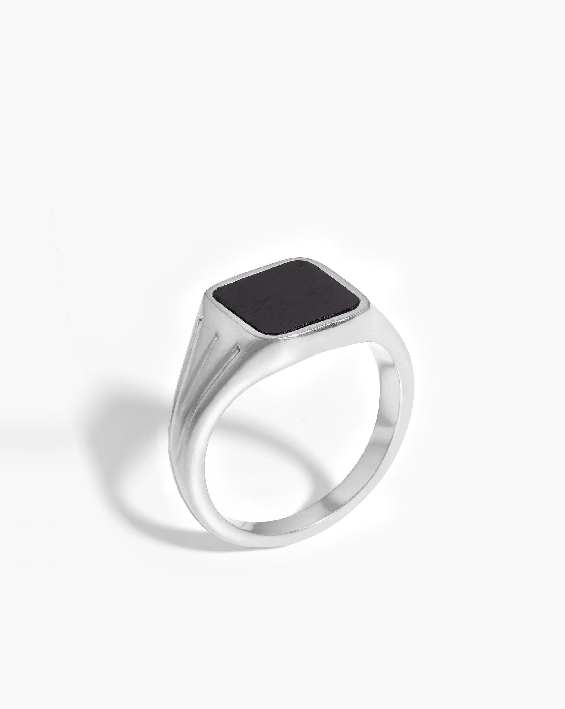 Lucy Williams Square Signet Ring | Sterling Silver/Black Onyx
