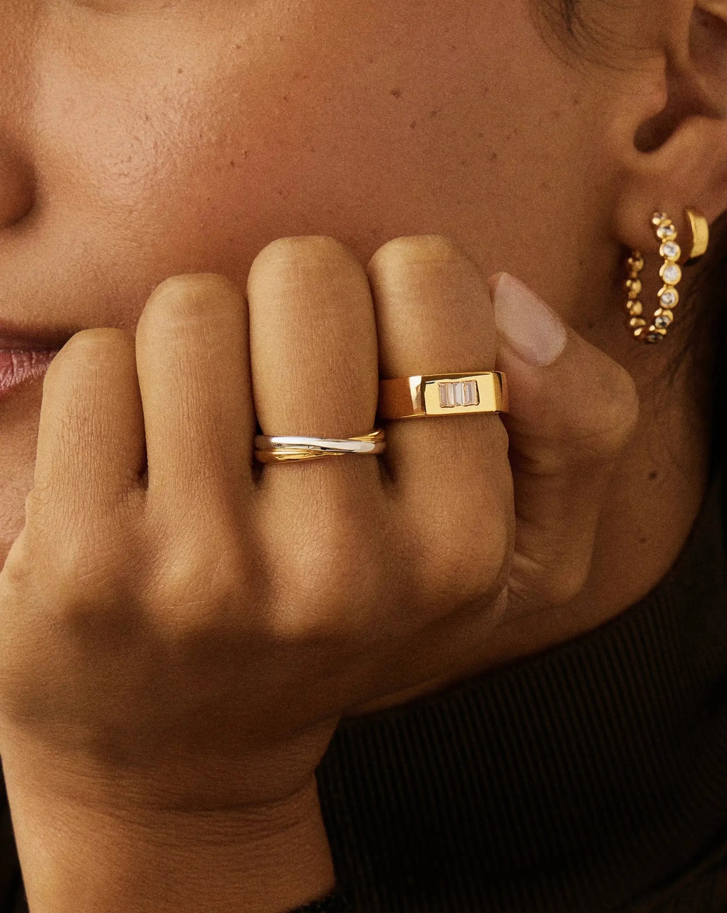 Lucy Williams Triple Stone Chunky Ring | 18ct Gold Plated