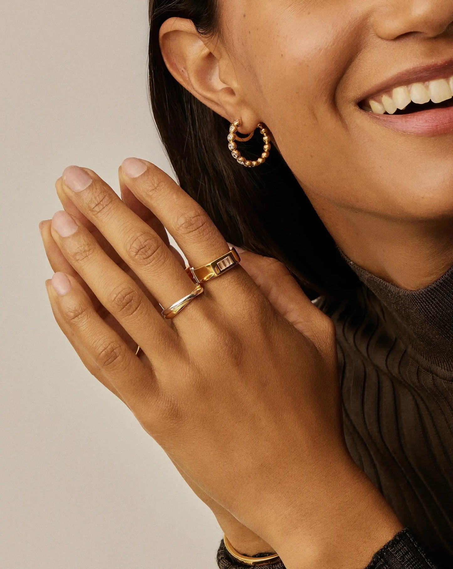 Lucy Williams Triple Stone Chunky Ring | 18ct Gold Plated