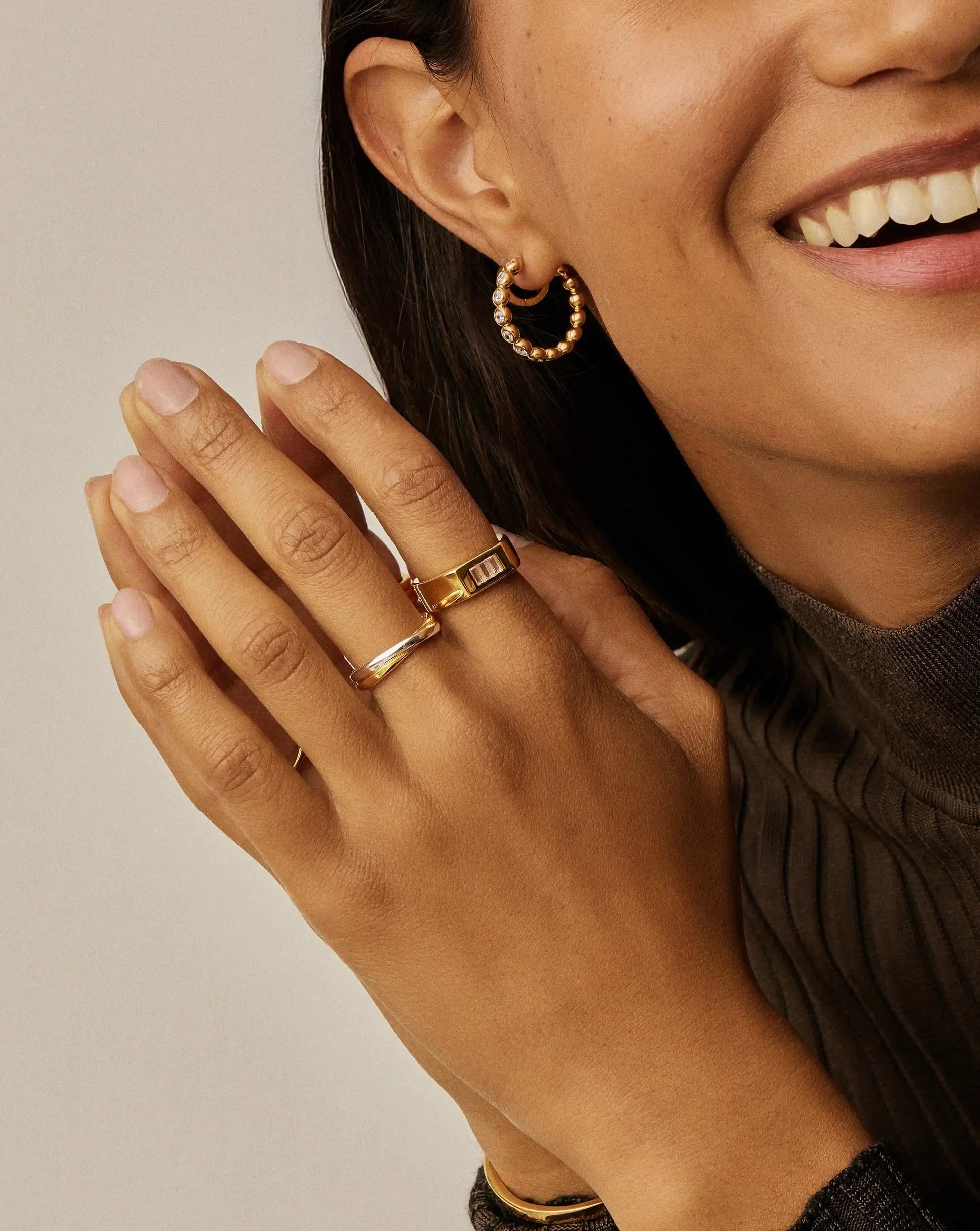 Lucy Williams Triple Stone Chunky Ring | 18ct Gold Plated