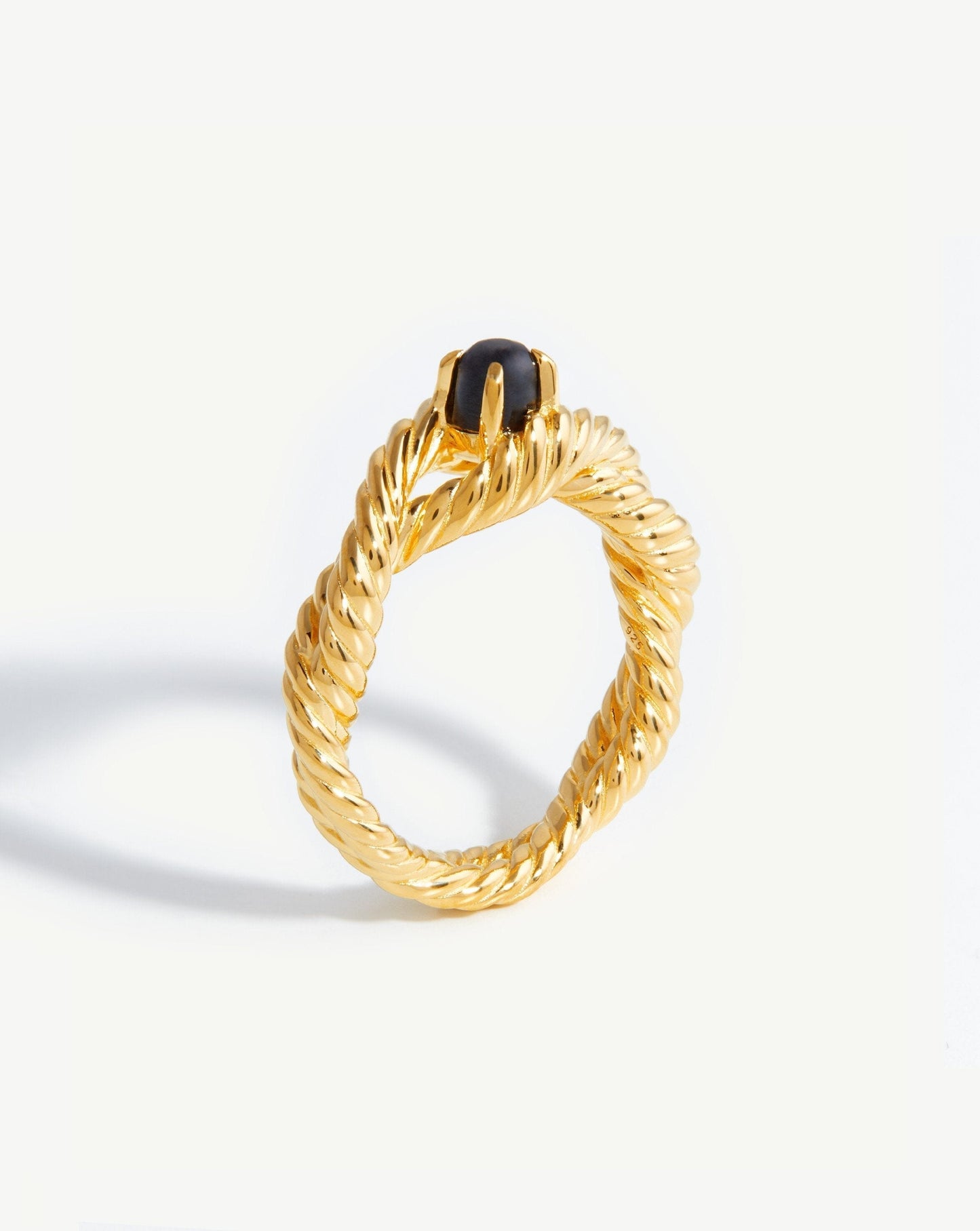 Marina Double Rope Gemstone Ring | 18ct Gold Vermeil/Black Onyx