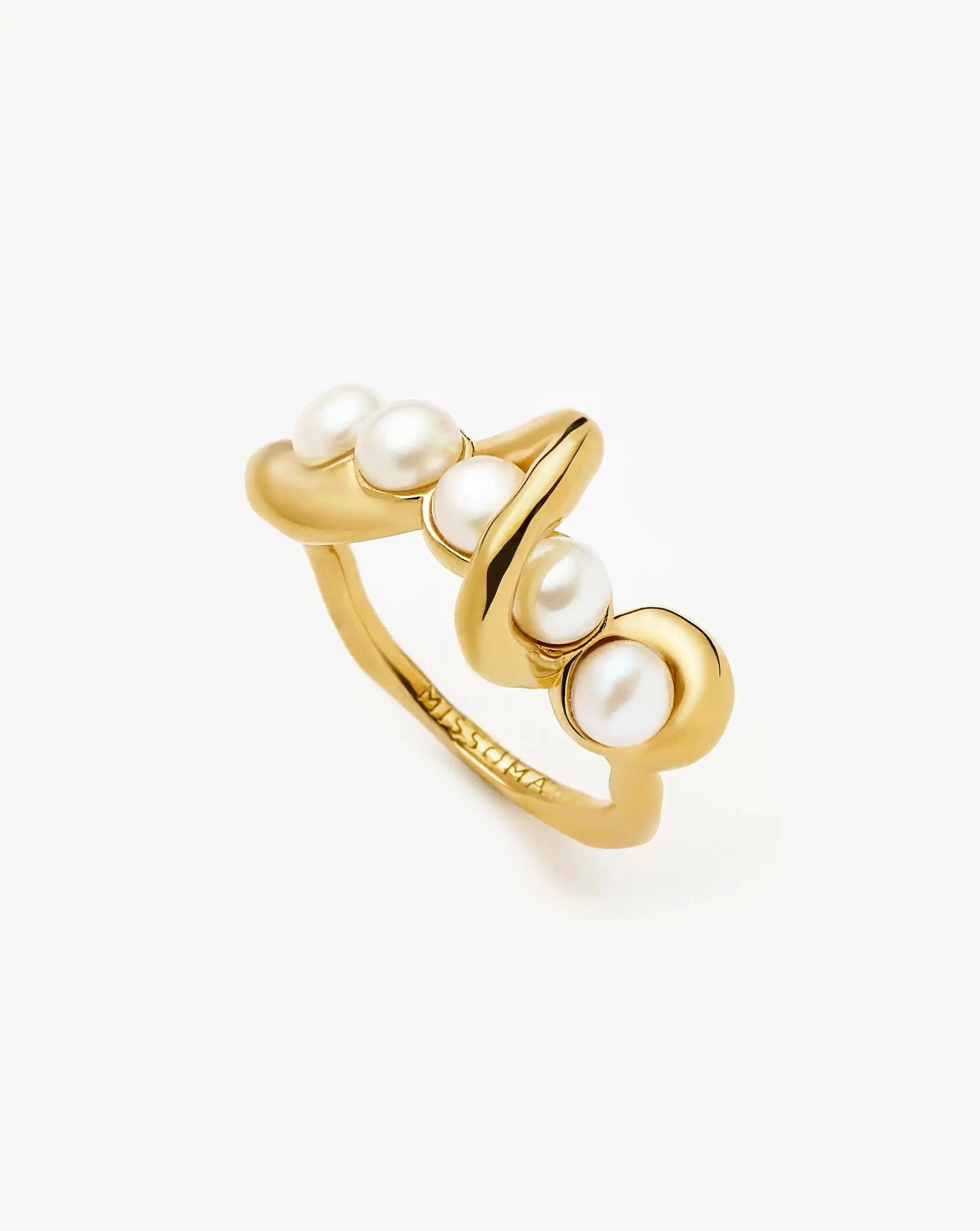 Molten Pearl Twisted Stacking Ring | 18ct Gold Vermeil/Pearl