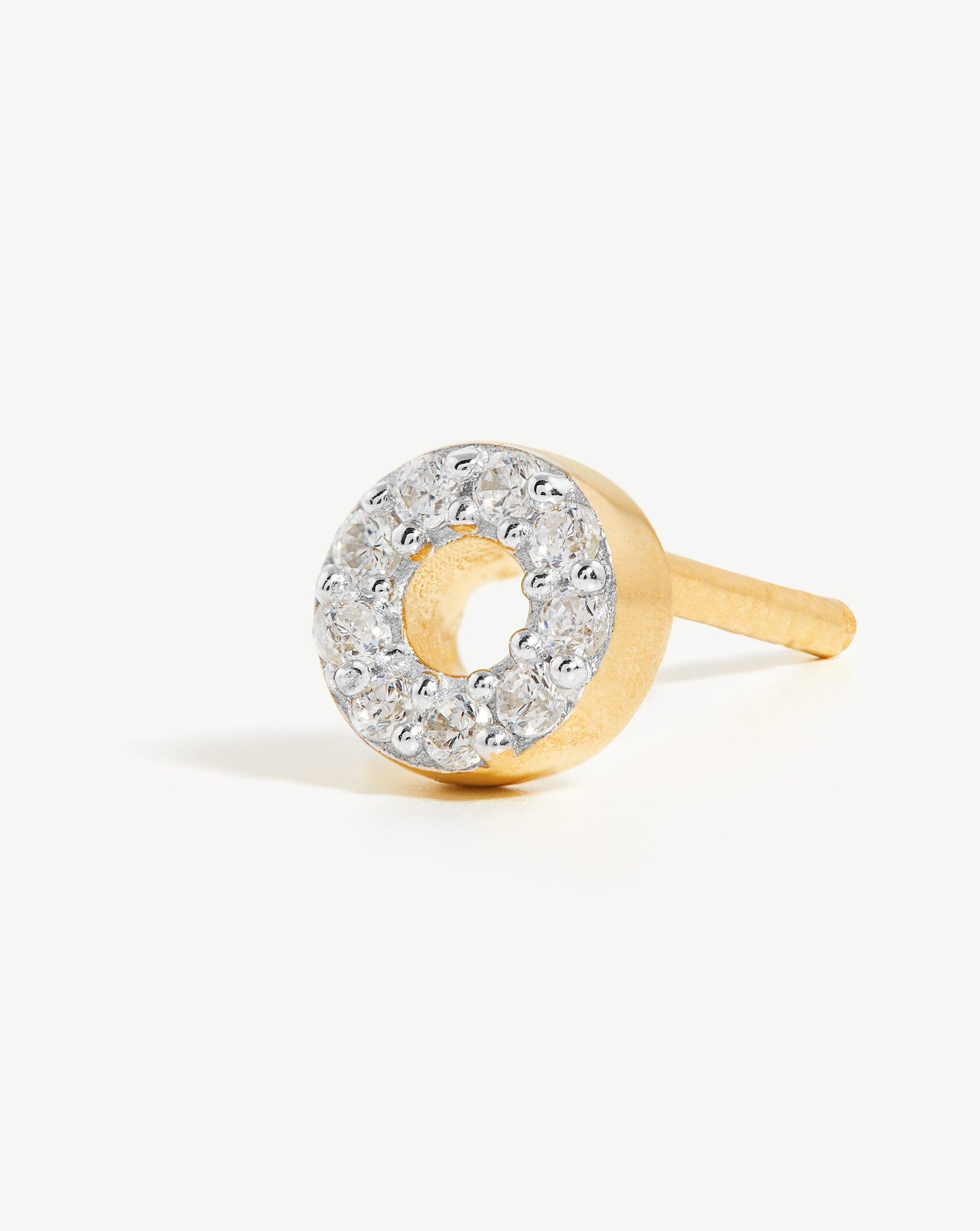 Pave Initial Single Stud Earring - Initial O | 18ct Gold Vermeil/Cubic Zirconia