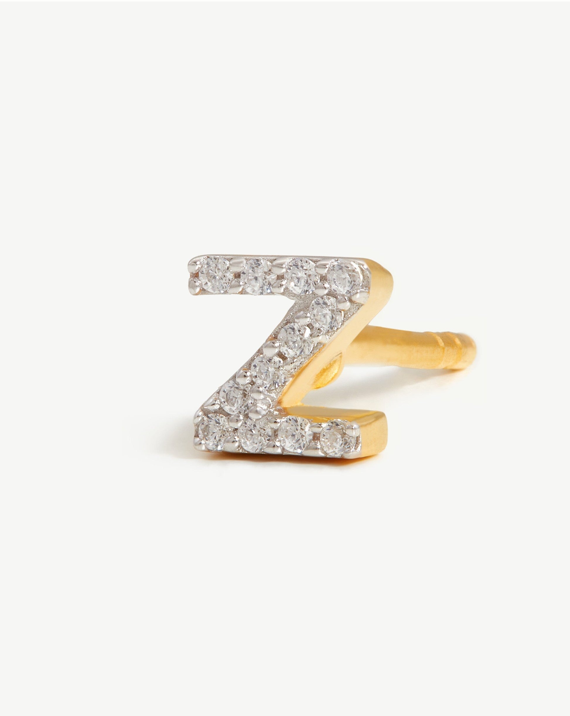 Pave Initial Single Stud Earring - Initial Z | 18ct Gold Vermeil/Cubic Zirconia