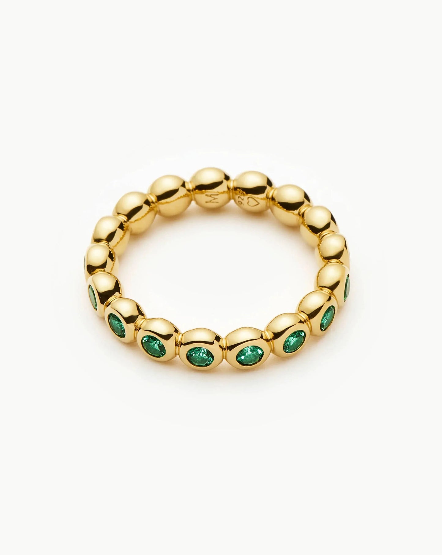 Tennis Eternity Stacking Ring | 18ct Gold Vermeil/Emerald Green Nano-crystal
