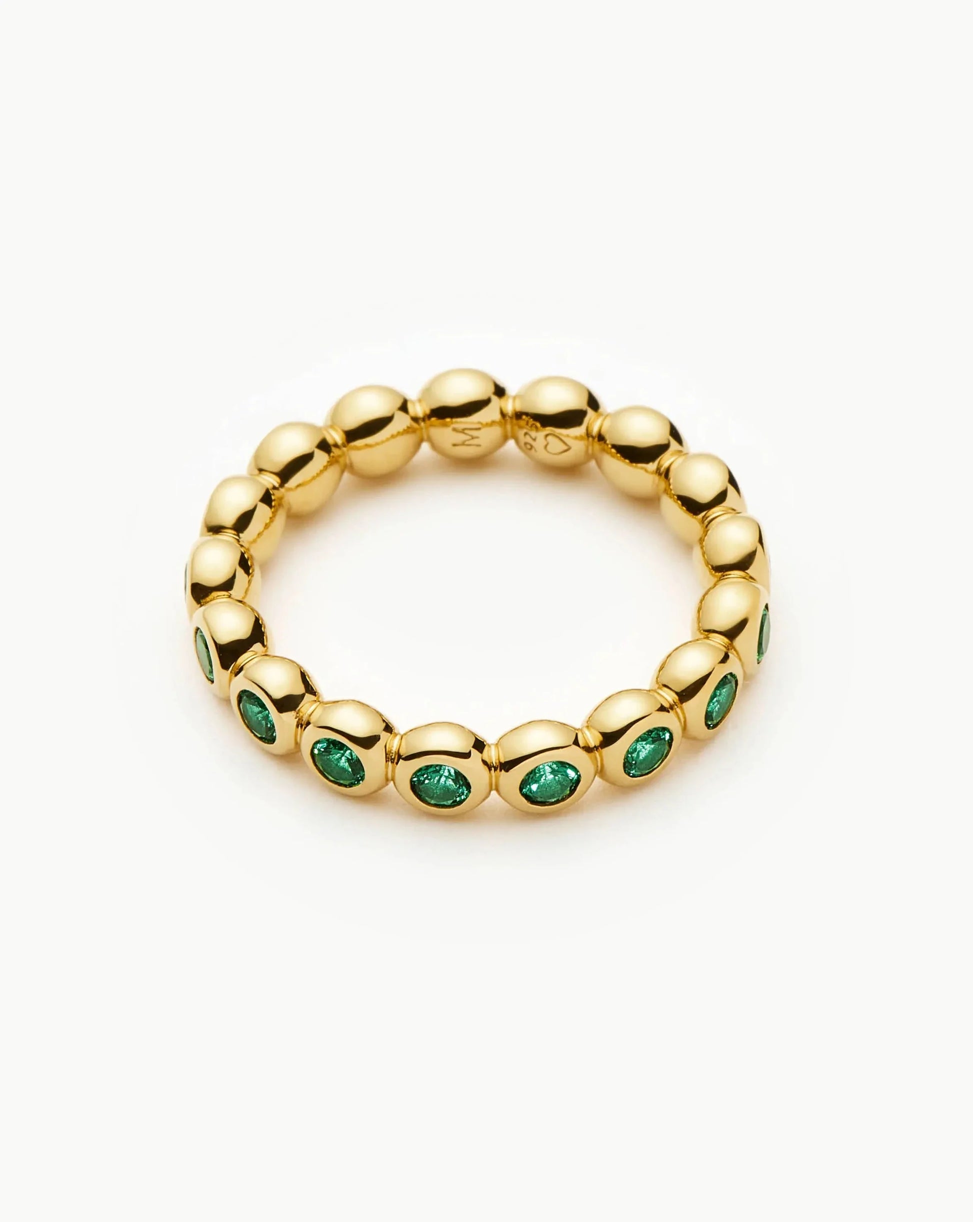 Tennis Eternity Stacking Ring | 18ct Gold Vermeil/Emerald Green Nano-crystal