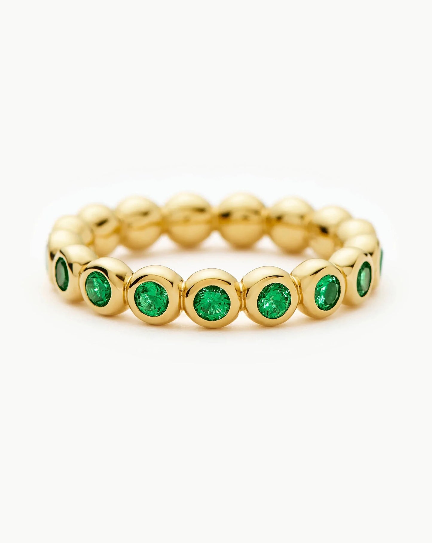 Tennis Eternity Stacking Ring | 18ct Gold Vermeil/Emerald Green Nano-crystal