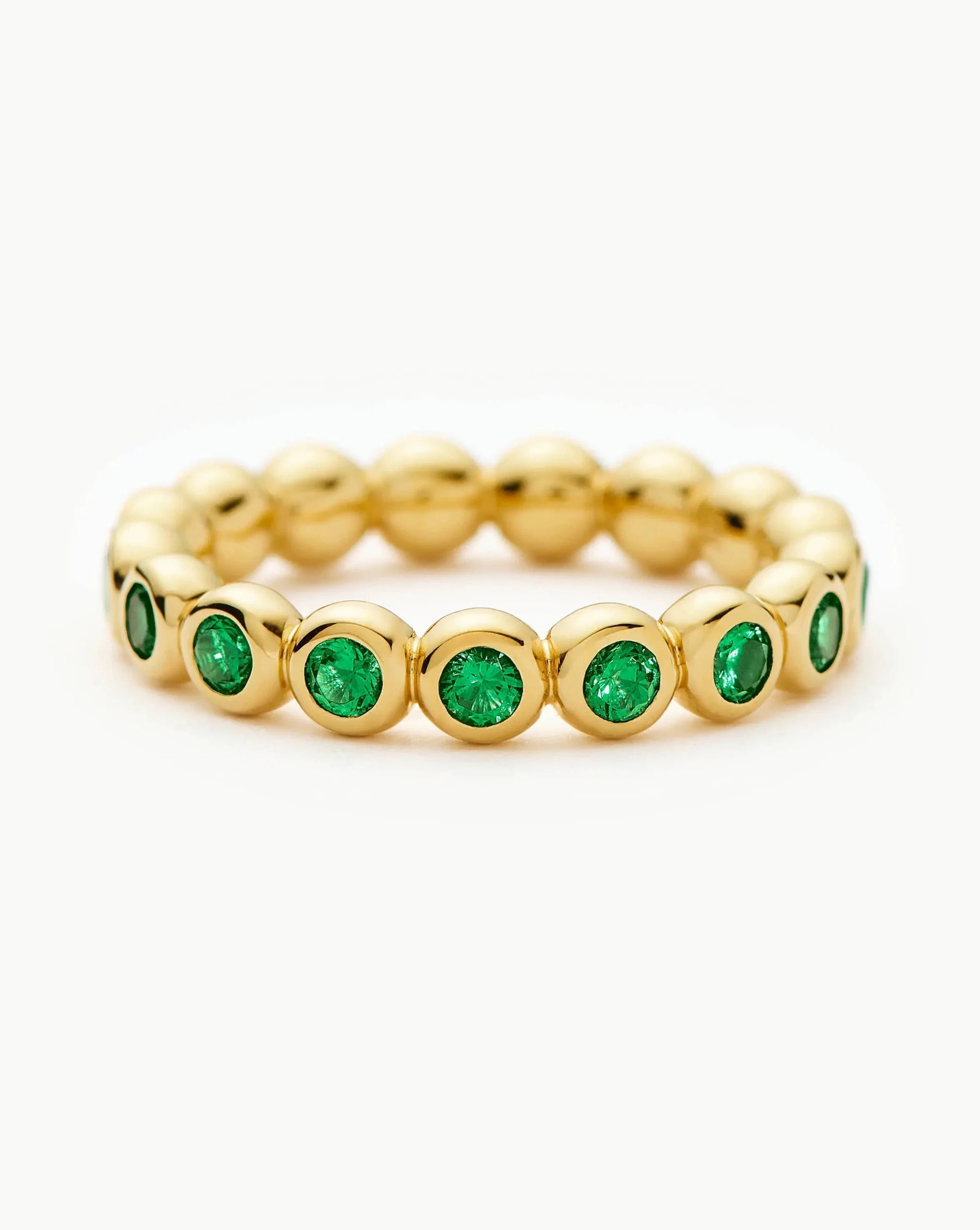 Tennis Eternity Stacking Ring | 18ct Gold Vermeil/Emerald Green Nano-crystal