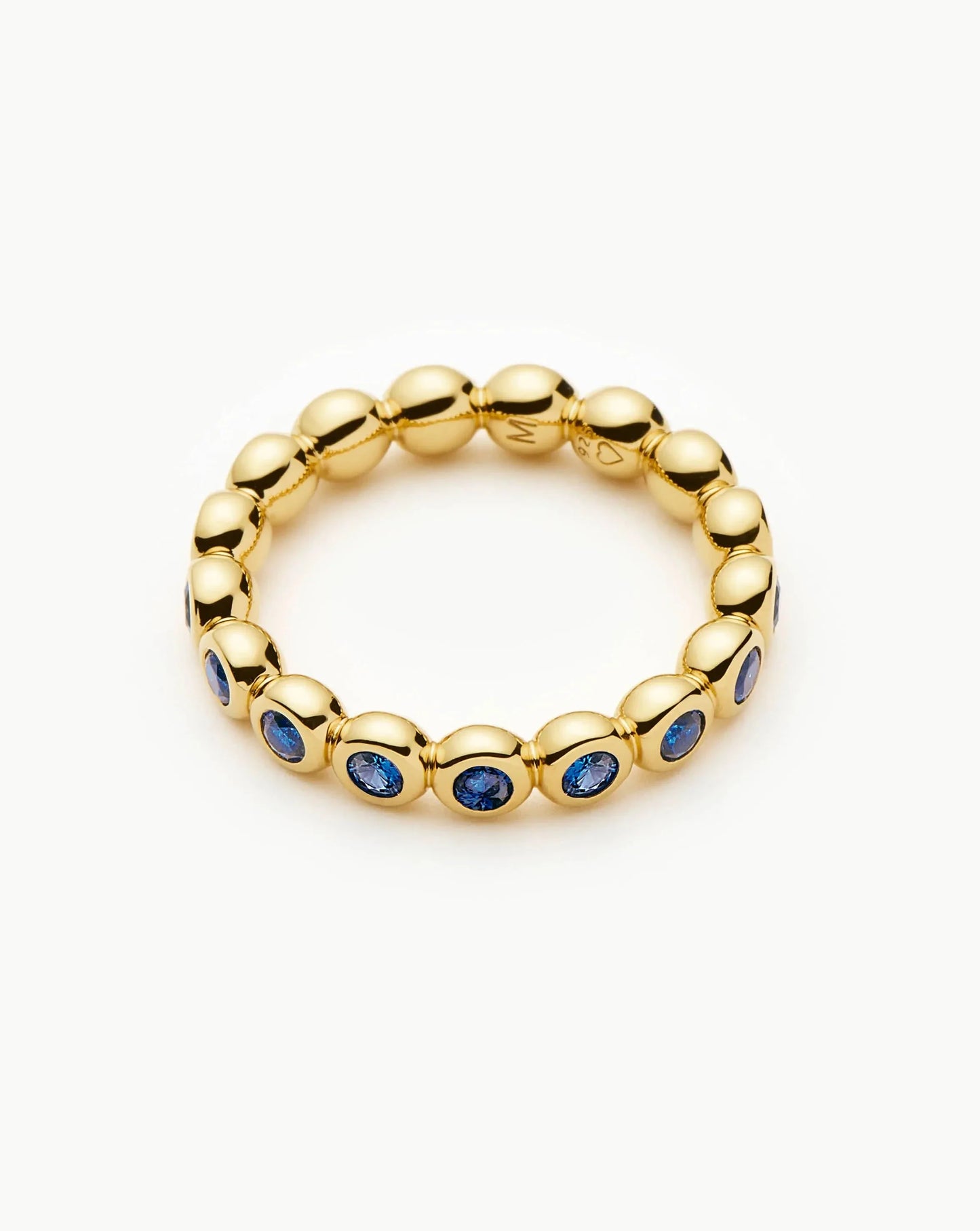 Tennis Eternity Stacking Ring | 18ct Gold Vermeil/Sapphire Blue Nano-crystal