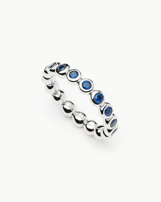 Tennis Eternity Stacking Ring | Sterling Silver/Sapphire Blue Nano-crystal
