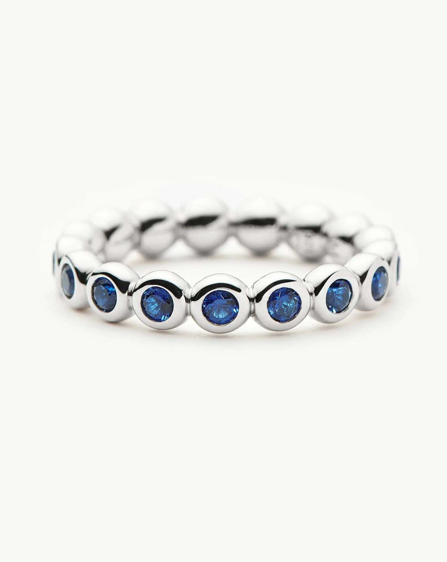 Tennis Eternity Stacking Ring | Sterling Silver/Sapphire Blue Nano-crystal